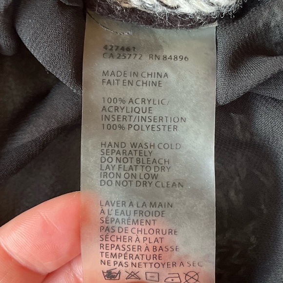 DEX Scoop Neck Open Knit Contrast Chiffon Back Sweater Large Gray / Black - Picture 11 of 16